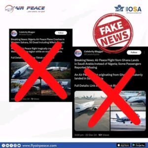 Air Peace official report. 